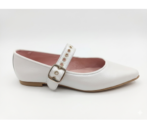 Zapato mujer piel blanco metalizado