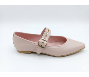 Zapato mujer piel nude metalizado