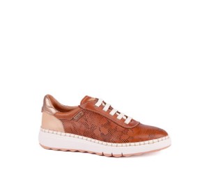 Zapato Arenas estilo deportivo para  mujer en  piel color  brandy.
