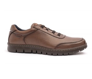 Zapato casual hombre piel marrón cordones elásticos
