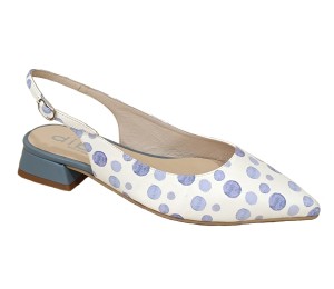 Zapato destalonado mujer azul/lunares