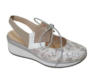 Zapato destalonado piel gris cuña