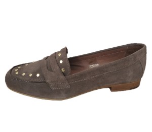 Mocasín mujer piel velour taupe plano