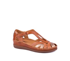 Zapato Cadaques mujer piel brandy talonera