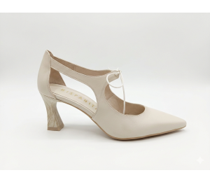 Zapato vestir mujer piel crema cordón