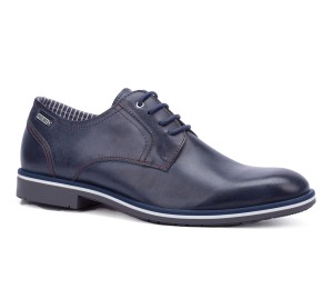 Zapato León hombre piel azul cordones