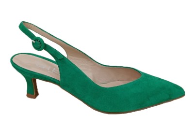 Chanel en ante color verde de tacón fino de altura media Mujer