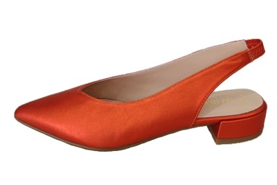 Zapato destalonado mujer piel naranja Zapatos planos Mujer